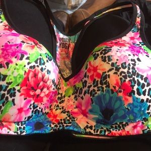 Pink yoga push up bra